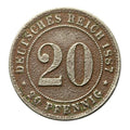 20 fenigów 1887 Fryderyk Wilhelm II Niemcy Stuttgart