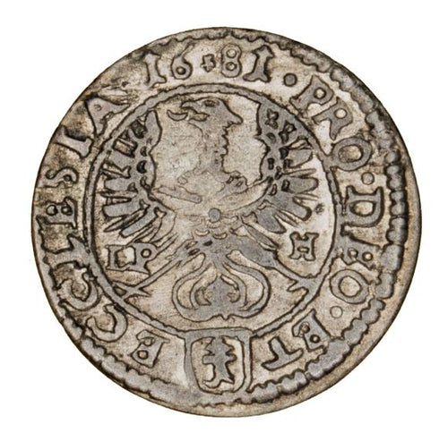 1 krajcar 1681 Fryderyk Heski Księstwo Nyskie Biskupów Wrocławskich Nysa